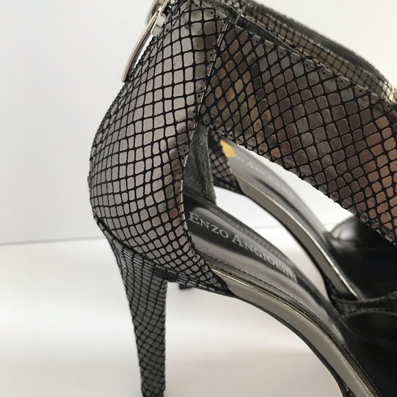 Enzo Angiolini Pewter Silver Zipper Croc Bootie Sandals - Picture 2 of 15